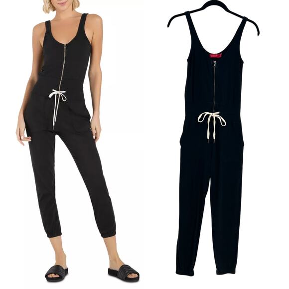 n:Philanthropy Griffith Jumpsuit Zippered Drawstring-Waist Jogger Black Size XS - Picture 1 of 14